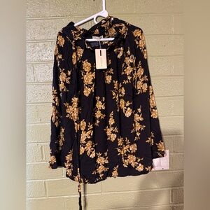 Floral Black and Gold Skirt